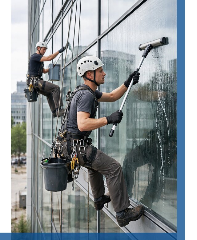 Мойка витражей альпинистами в Котельниках от 743 р. под ключ|ВЫСОТНИК-Ктн