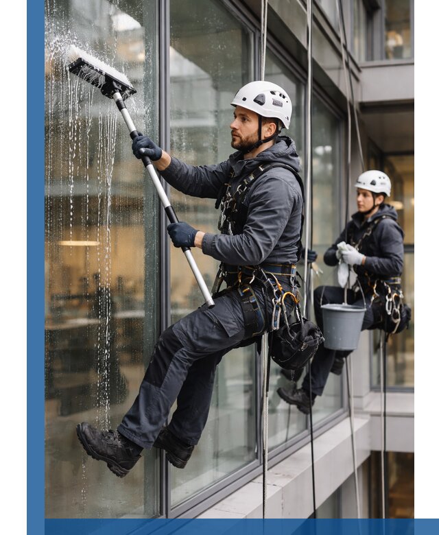 Профессиональная мойка витражей промышленными альпинистами в Котельниках