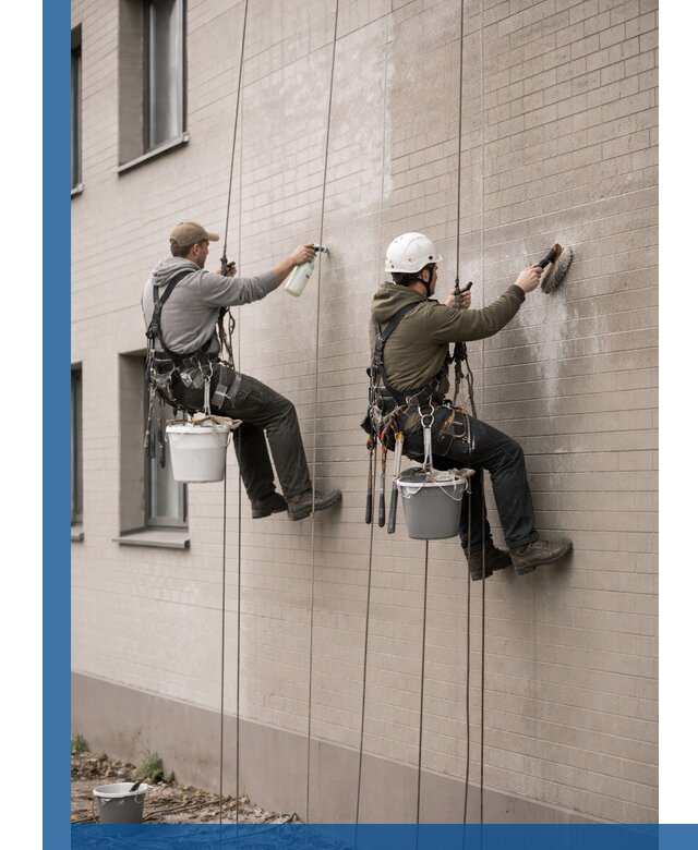 Удаление высолов с фасада зданий в Котельниках без повреждений и следов