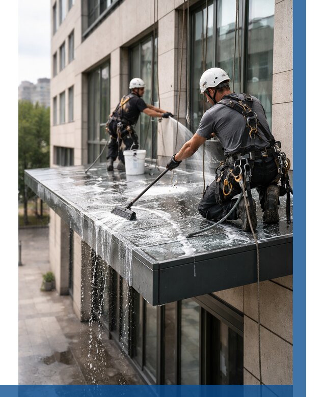 Мойка козырьков и навесов в Котельниках от 3716 р. | ВЫСОТНИК-Ктн