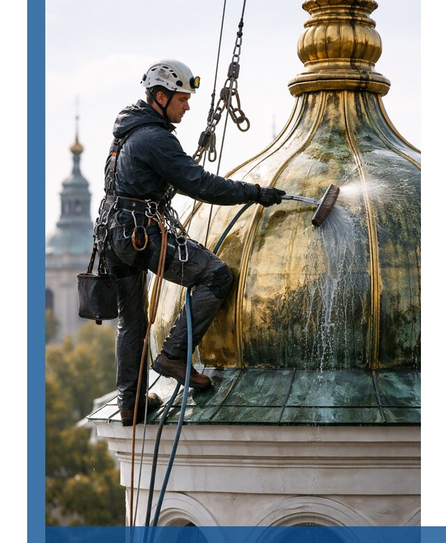 Профессиональная мойка куполов и шпилей высотными альпинистами в Котельниках