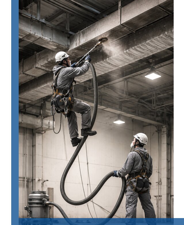 Обеспыливание потолочных конструкций в Котельниках промышленным альпинизмом