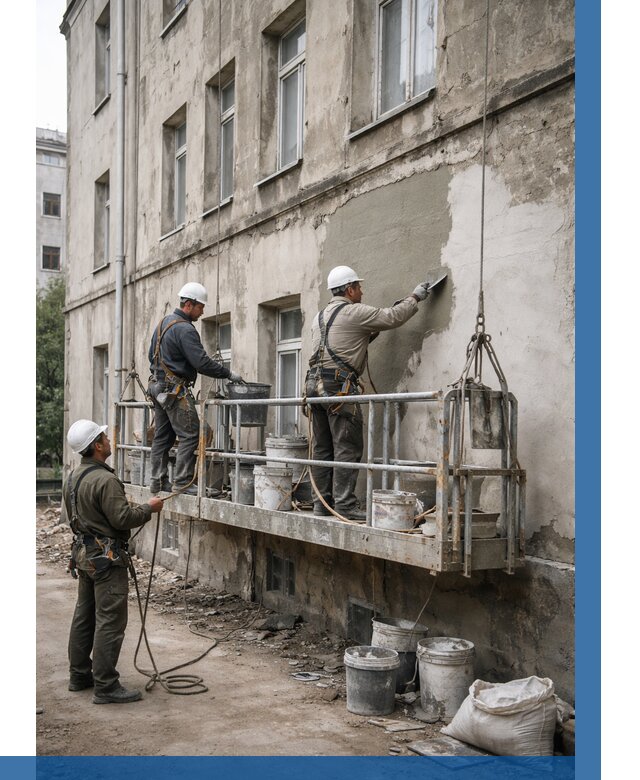 Капитальный ремонт фасада в Котельниках от 4460 р. | ВЫСОТНИК-Ктн