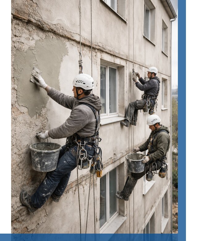 Ремонт штукатурного фасада в Котельниках от 796 р. под ключ | ВЫСОТНИК-Ктн