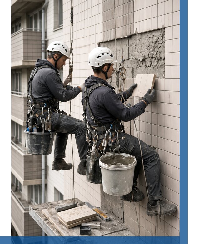 Ремонт облицовки фасада плиткой в Котельниках от 1911 р. | ВЫСОТНИК-Ктн