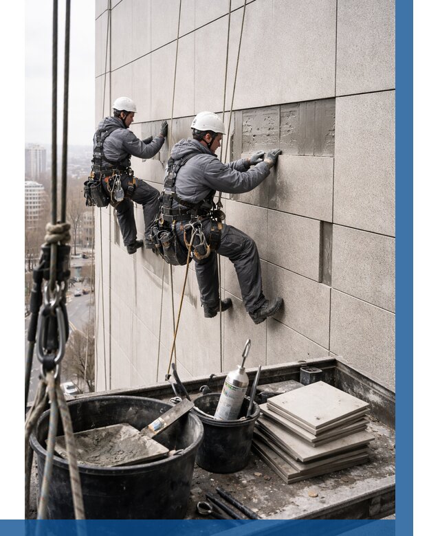 Ремонт фасада из керамогранита в Котельниках от 2655 р. | ВЫСОТНИК-Ктн