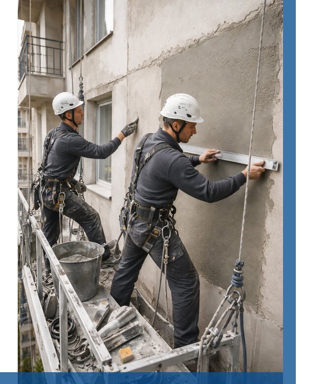 Штукатурка фасада на высоте в Котельниках от 956 р. | ВЫСОТНИК-Ктн