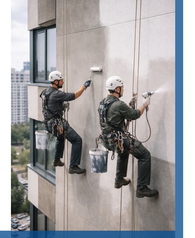 Покраска фасада альпинистами в Котельниках от 319 р. | ВЫСОТНИК-Ктн