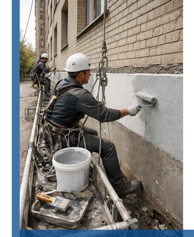 Окраска цоколя здания в Котельниках профессионально и надежно