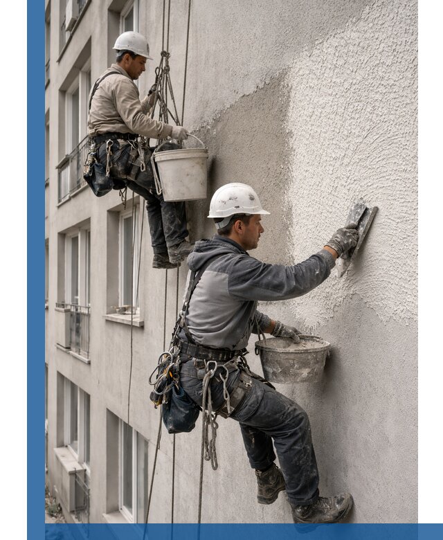 Нанесение декоративной штукатурки короед на фасад в Котельниках