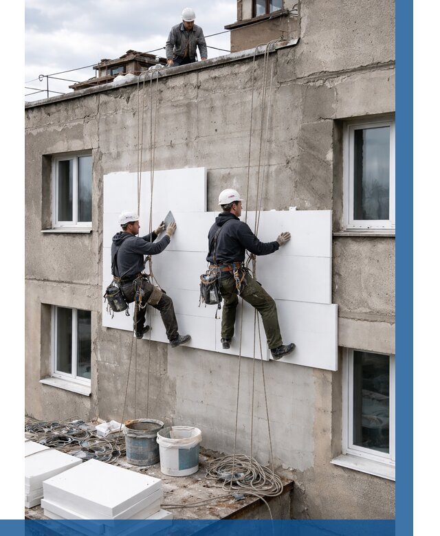 Утепление фасада пенополистиролом в Котельниках от 1911 р. | ВЫСОТНИК-Ктн