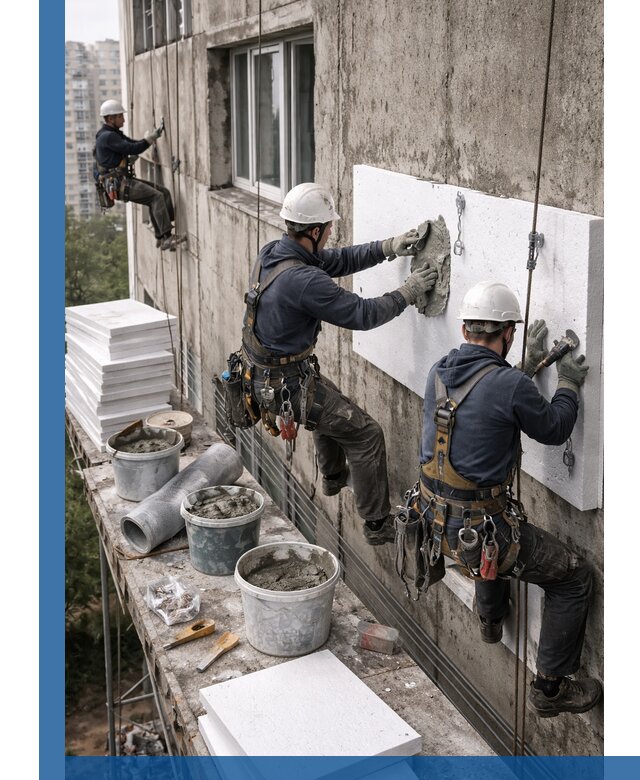 Утепление фасада пенополистиролом в Котельниках под ключ