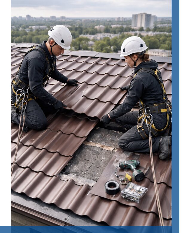 Ремонт металлочерепицы на крыше в Котельниках от 956 р. | ВЫСОТНИК-Ктн