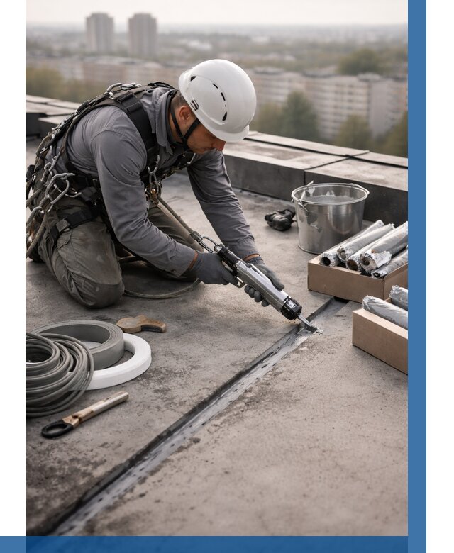 Герметизация швов кровли в Котельниках от 478 р./м2 | ВЫСОТНИК-Ктн