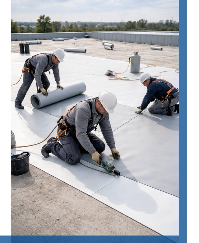 Монтаж мембранной кровли под ключ в Котельниках от 1274 р. | ВЫСОТНИК-Ктн