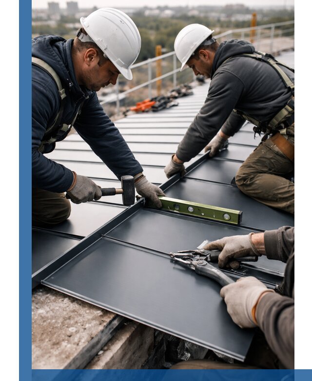 Монтаж фальцевой кровли в Котельниках для промышленных зданий