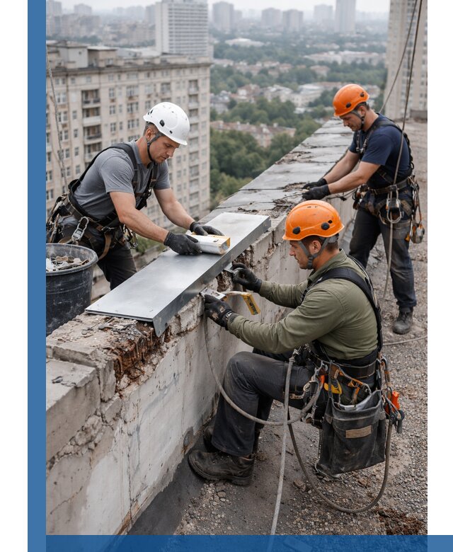 Ремонт парапета на кровле в Котельниках, высотные работы с гарантией