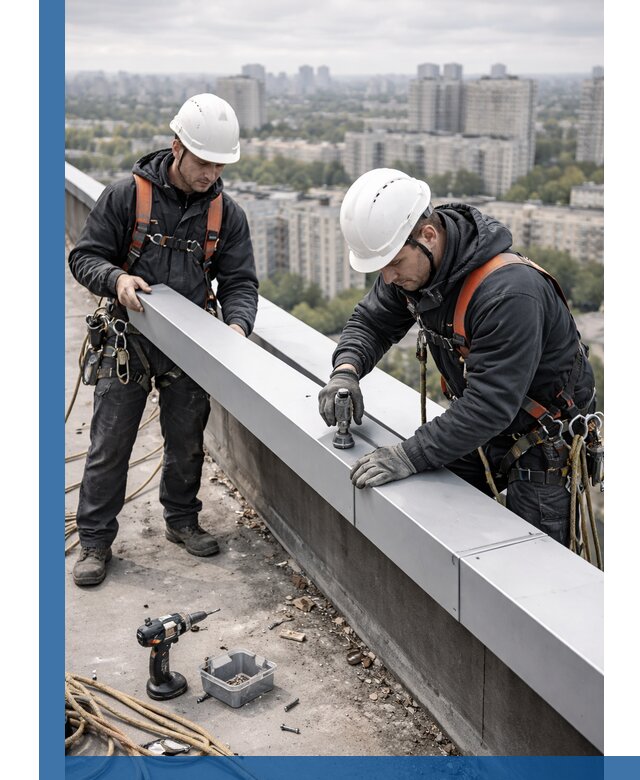 Монтаж парапетных крышек и ограждений кровли в Котельниках