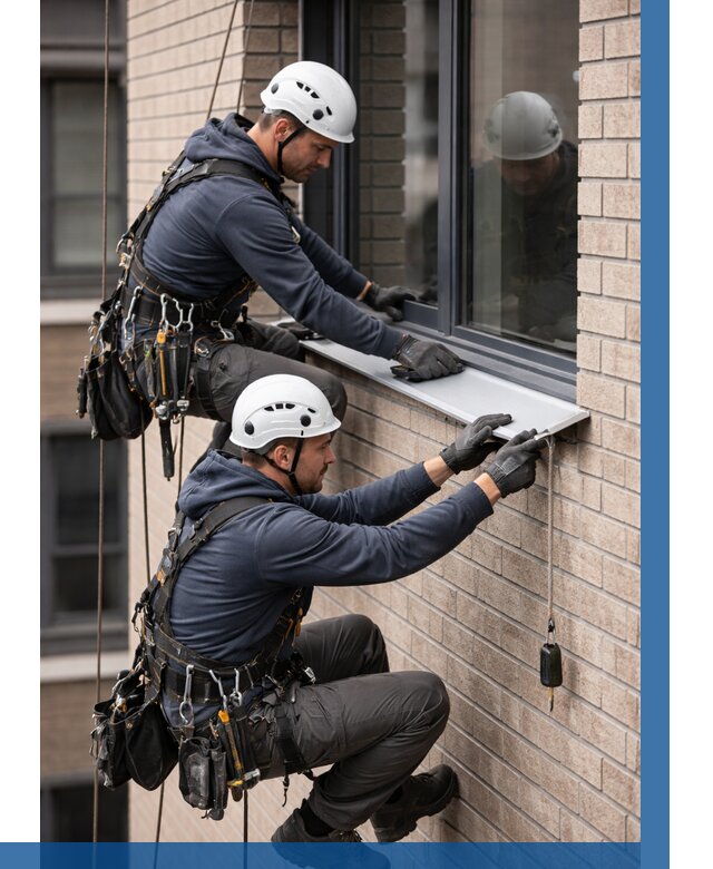 Монтаж оконных отливов под ключ в Котельниках от 3716 р. | ВЫСОТНИК-Ктн