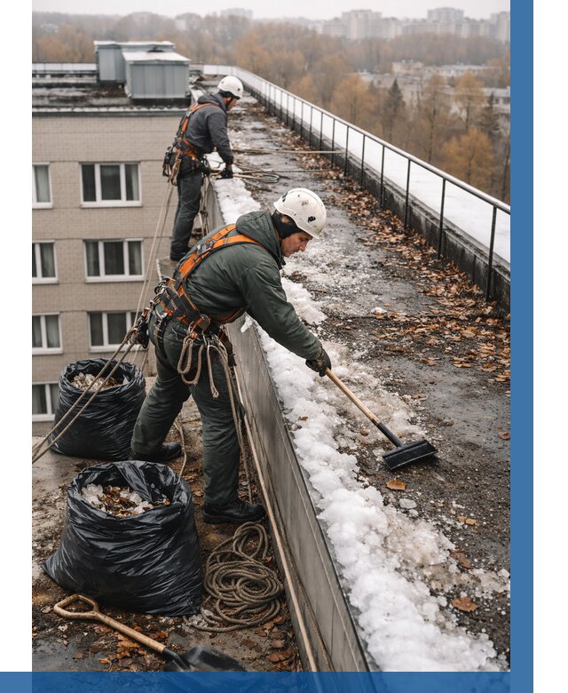 Очистка кровли по периметру в Котельниках от 584 р. | ВЫСОТНИК-Ктн