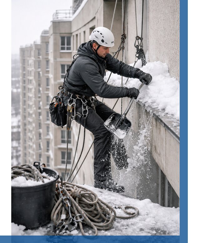 Очистка карнизов от снега в Котельниках от 319 р. | ВЫСОТНИК-Ктн