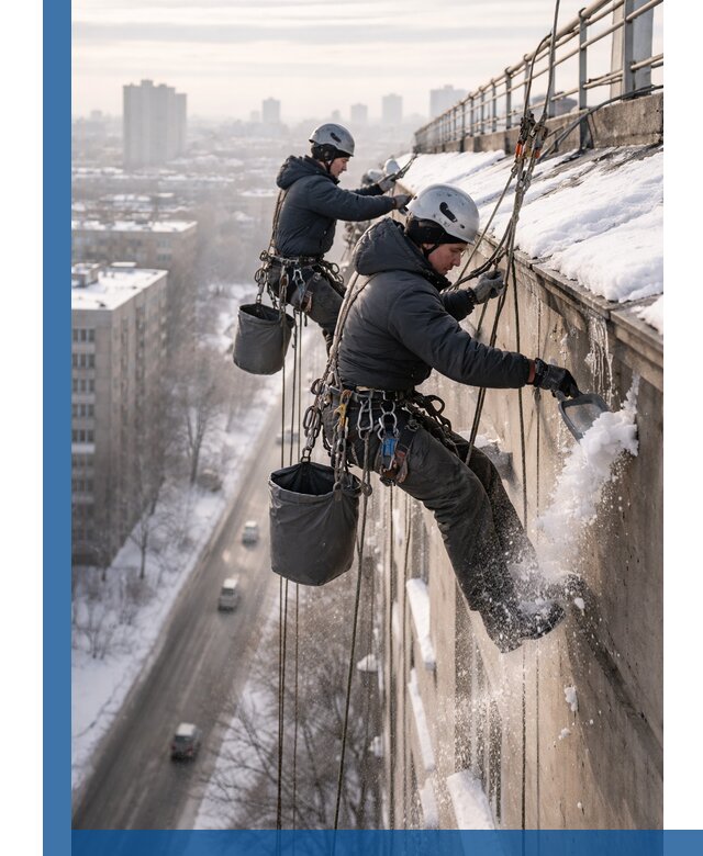 Очистка карнизов от снега в Котельниках профессионально и безопасно