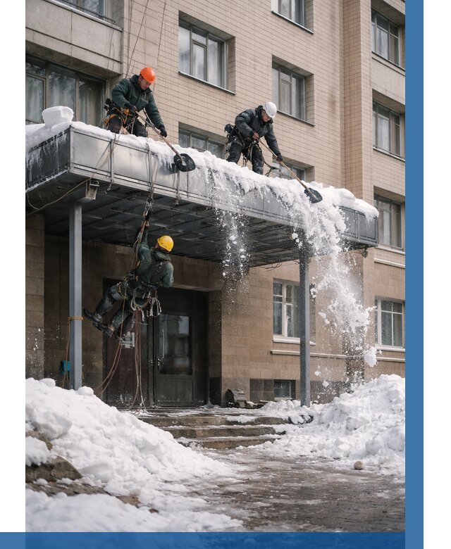 Очистка козырьков от снега в Котельниках от 3716 р. | ВЫСОТНИК-Ктн