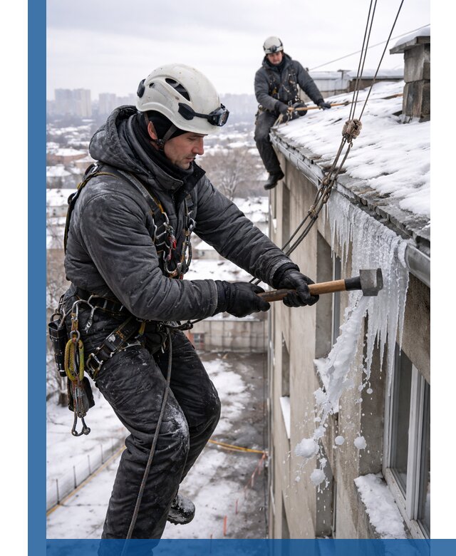 Сбивание и удаление сосулек с крыши в Котельниках безопасно