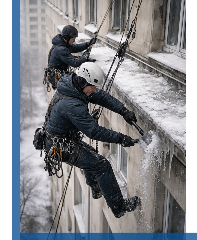 Удаление наледи и сосулек с карнизов в Котельниках профессионально