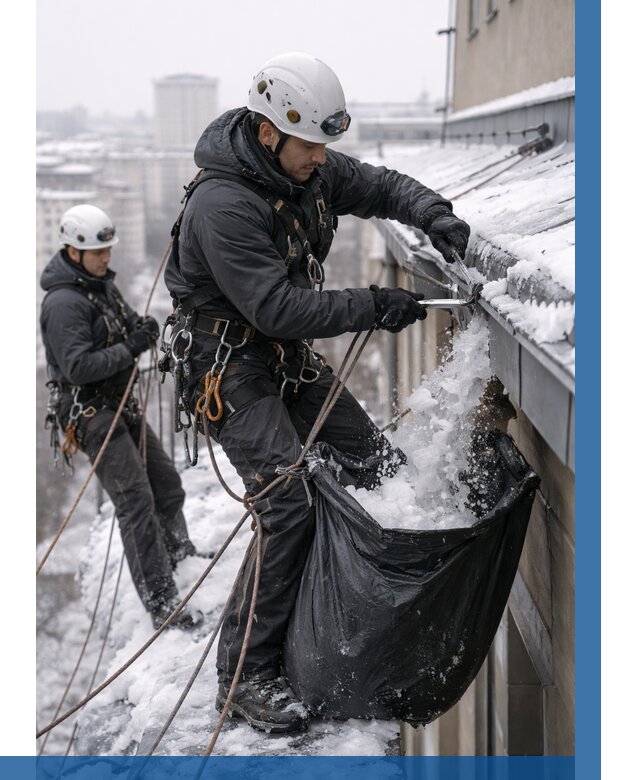 Аварийная очистка крыши в Котельниках под ключ от 319 р. | ВЫСОТНИК-Ктн