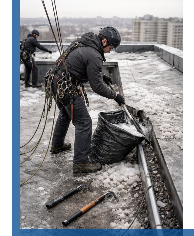 Аварийная очистка кровли в Котельниках от промальпинистов