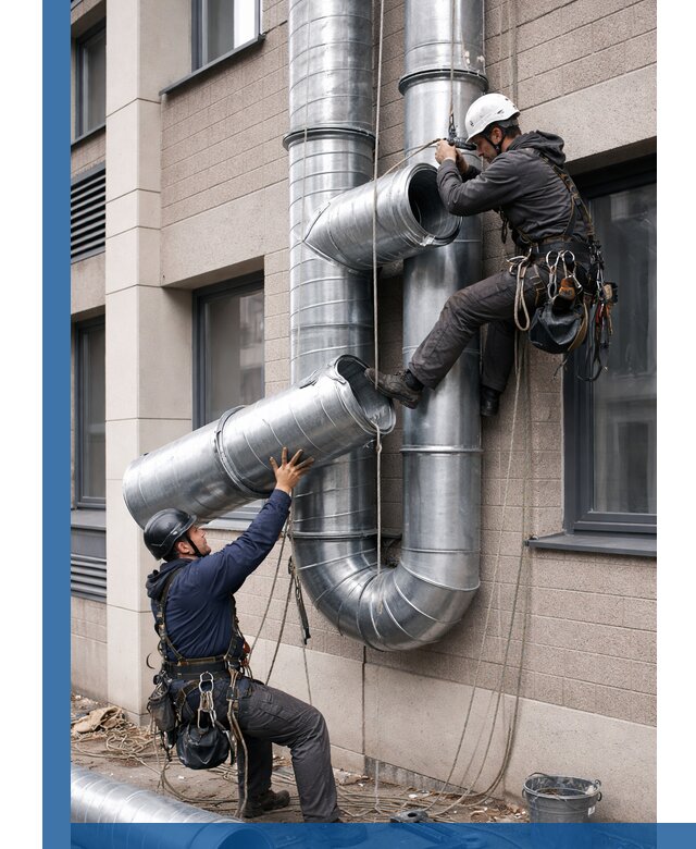 Монтаж фасадных воздуховодов в Котельниках с герметизацией и крепежом