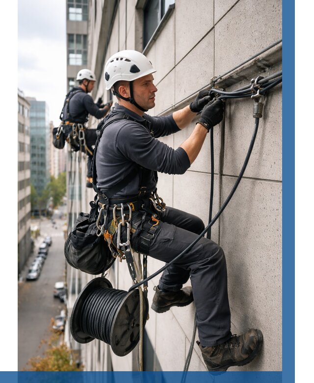 Прокладка кабеля по фасаду в Котельниках от 372 р. | ВЫСОТНИК-Ктн