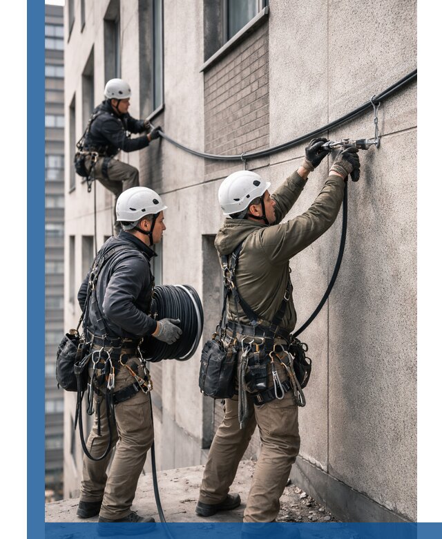 Прокладка кабеля по фасаду в Котельниках, профессиональный монтаж