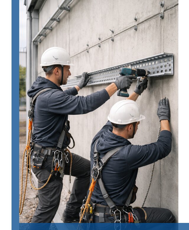 Монтаж кабельных лотков на фасаде зданий в Котельниках с гарантией