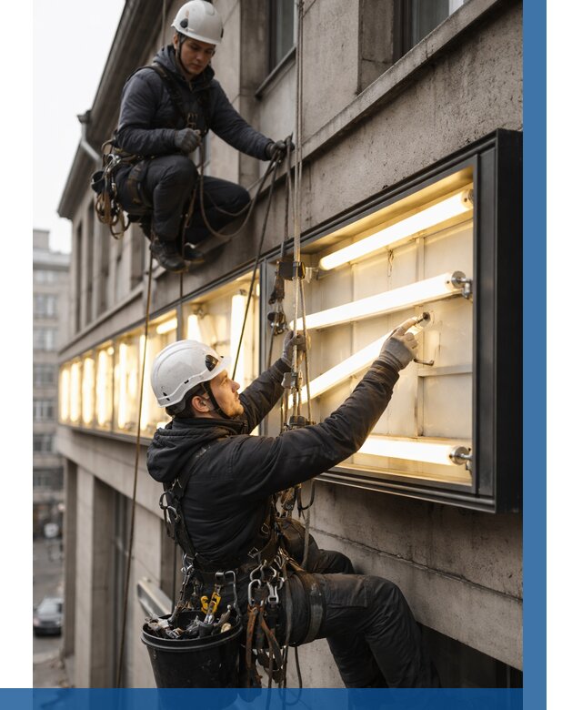 Замена ламп в вывеске в Котельниках под ключ от 3716 р. | ВЫСОТНИК-Ктн