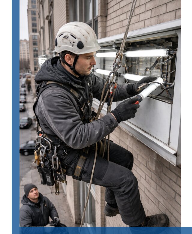 Профессиональная замена ламп в наружной вывеске в Котельниках