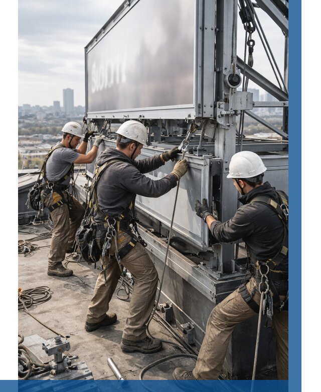 Монтаж крышной рекламной конструкции в Котельниках от 63708 р.|ВЫСОТНИК-Ктн