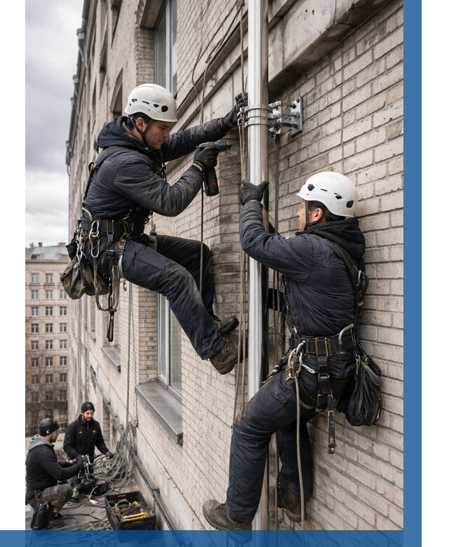 Монтаж флагштока на здании в Котельниках от 6902 р. | ВЫСОТНИК-Ктн