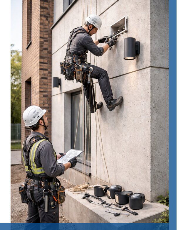 Монтаж фасадного освещения в Котельниках от 2655 р. | ВЫСОТНИК-Ктн