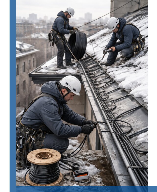 Монтаж греющего кабеля на кровле в Котельниках под ключ
