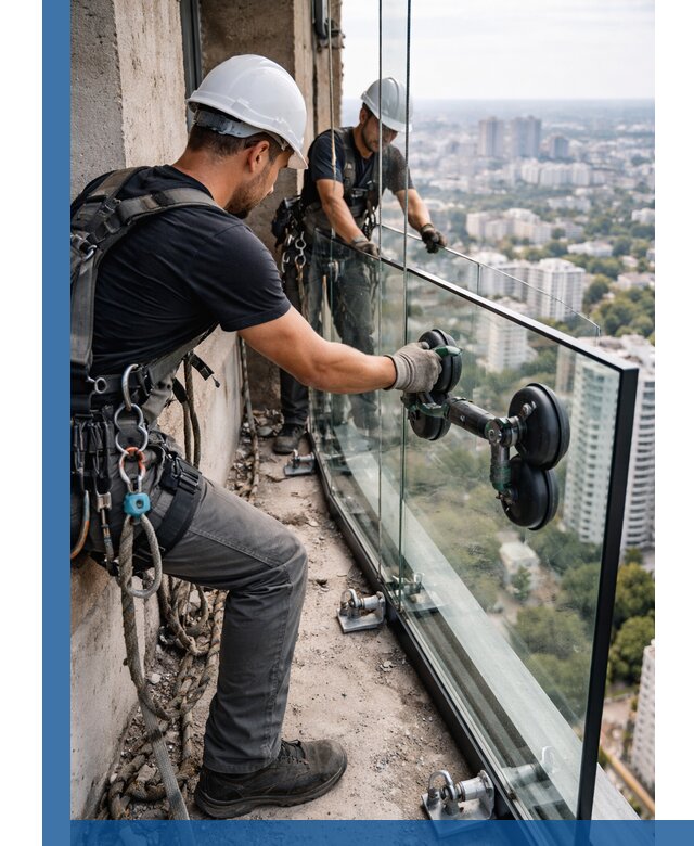 Монтаж стеклянных ограждений под ключ с гарантией в Котельниках