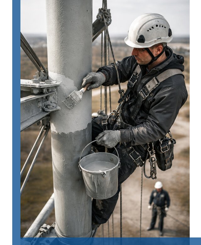 Покраска мачт связи в Котельниках промышленными альпинистами