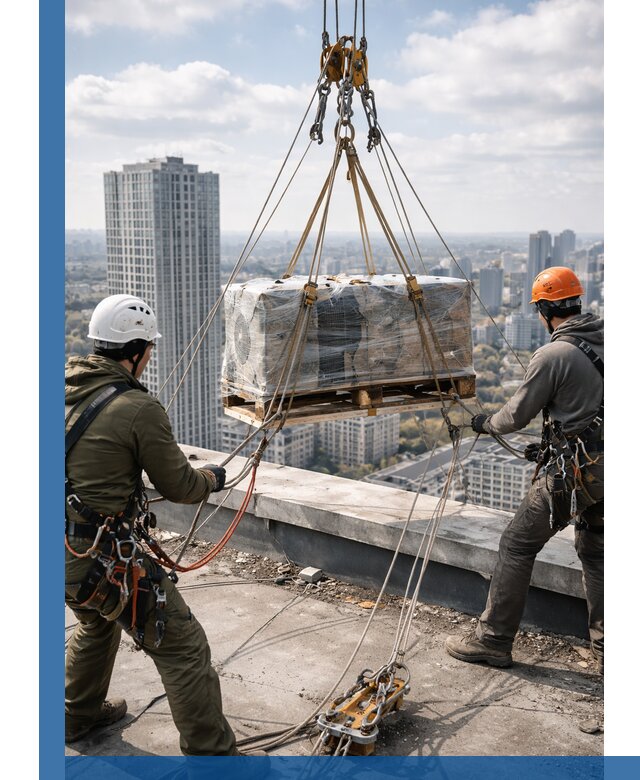 Подъем и монтаж крупногабаритных грузов на крышу в Котельниках