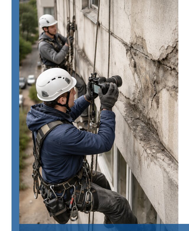Фотофиксация дефектов фасада с высотной съемкой в Котельниках