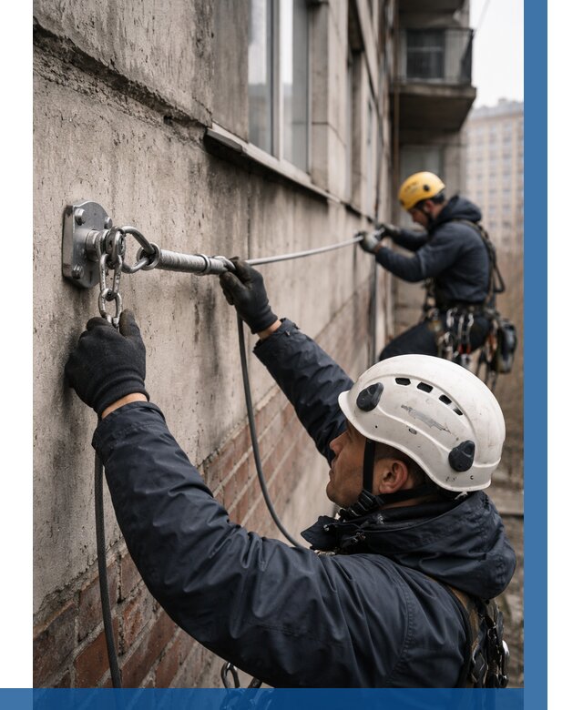 Монтаж анкерных линий в Котельниках от 3185 р. | ВЫСОТНИК-Ктн