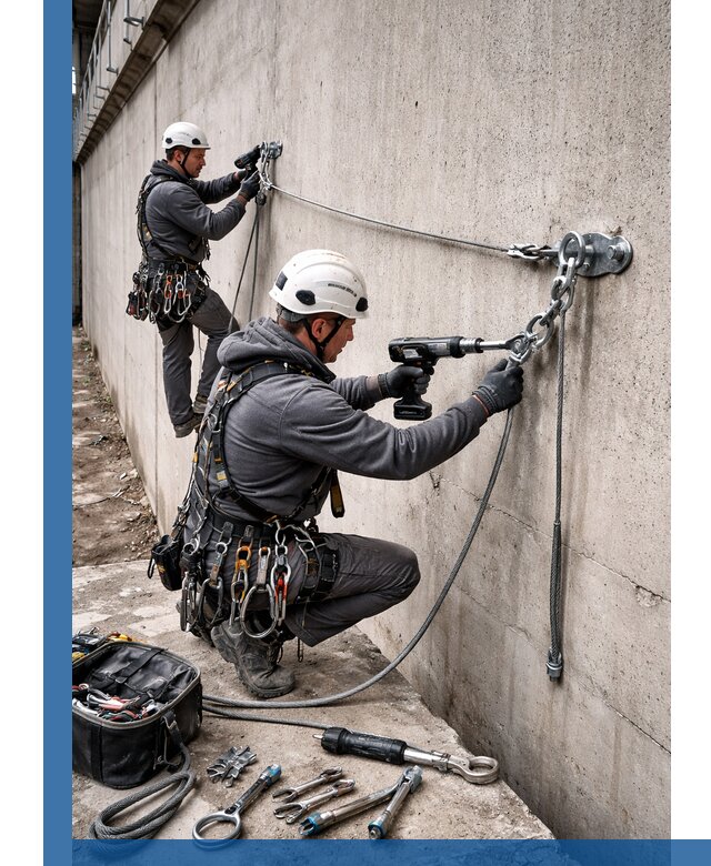 Монтаж анкерных линий высотной безопасности в Котельниках