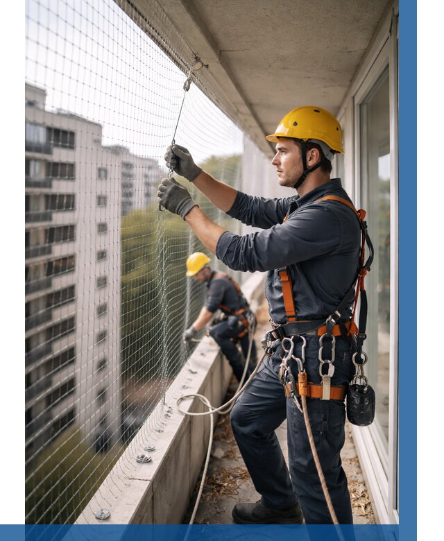 Монтаж сетки от птиц в Котельниках от 4778 р. | ВЫСОТНИК-Ктн